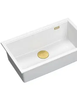 Kuchynské drezy Quadron Quadron - Granitový drez Logan 110 White Zlaty HQD7644U1_PVDG1_U