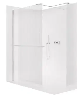 Držadlá k vani CERANO - Sprchová zástěna Walk-in Onyx T L/P - 8 mm - hranatá vzpěra + polička/držák na ručníky - chrom, rýhované sklo - 90x60x200  CER-8050BD4464
