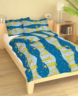 Detské obliečky Obliečky bavlnené detské Žirafky modré TiaHome - Detský set 130x90cm + 65x45cm