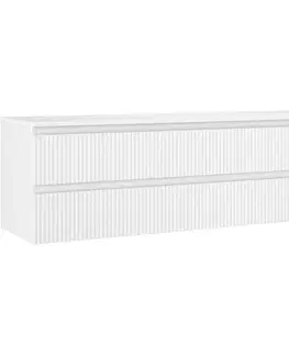 Kúpeľňový nábytok MEXEN/S - Rivel kúpeľňová skrinka pod umývadlo 160 cm s doskou, 2 zásuvky, reliéf, biela mat 91A20-16047-2-BFFC01