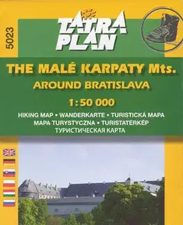 Turistika, skaly TM 5023 Malé Karpaty, okolie Bratislavy 1:50 000 - angl.