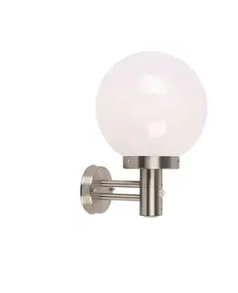 Vonkajsie svetlo so senzorom Vonkajšia nástenná lampa oceľ nerez IP44 s detektorom pohybu - Sfera