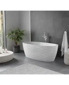 Vane MEXEN/S - Olea voľne stojaca vaňa vzor 170 x 80, biela, sifón a prepad chróm 52821708000-01