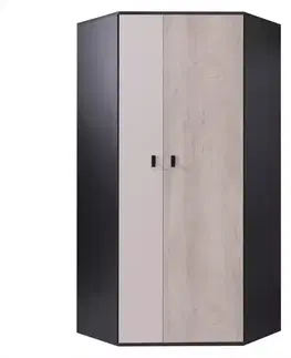 Šatníkové skrine Skriňa Planet Pl2 L/P čierna/Dub/béžová