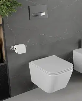 Záchody MEXEN - Madox Závesná WC misa Rimless vrátane sedátka s slow, Duroplast, biela 30154000