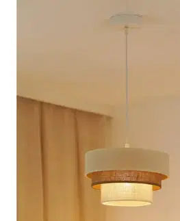 Svietidlá BRILAGI -Luster na lanku DENVER LUNETA 1xE27/15W/230V pr. 25 béžová/hnedá/krémová 608039