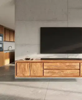 Televízne stolíky DELIFE TV stolík Live-Edge 300 cm akácia prírodná 4 dvierka 2 zásuvky závesný