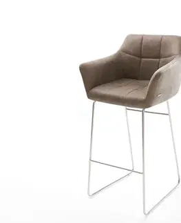 Barové stoličky DELIFE Barová stolička Yulo-Flex vintage taupe tenká podstava nerezová oceľ