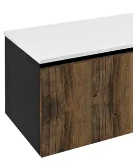 Kúpeľňový nábytok SAPHO - LOREA skrinka 120x46x51,5cm (30+90cm), pravá, dub collingwood/čierna matná LE090-1935-R-03