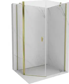 Sprchovacie kúty MEXEN/S - Mistsprchovací kút päťboký krídlový asymetrický 80 x 90, transparent, zlato 8A8-080-090-50-00