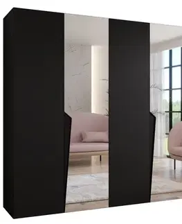 Šatníkové skrine Skriňa Piano 2-250 čierna/čierna