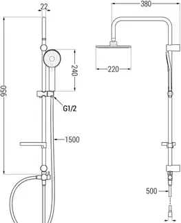 Sprchy a sprchové panely MEXEN/S - Carl sprchový stĺp vrátane sprchovej batérie Zero, čierna 71140240-70