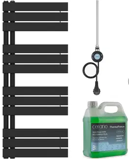 Doplnky do kúpeľne CERANO - Kúpeľňový elektrický radiátorový set Theo - Ľ/P - WIFI - 600W - čierna matná - 1200x500 mm CER-978859