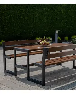 Záhradné stoly Záhradný komplet Picknick Grande s operadlom orech