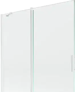 Sprchové dvere MEXEN/S - Velar Dvojkrídlová posuvná vaňová zástena 140 x 150, transparent, biela 896-140-000-01-20