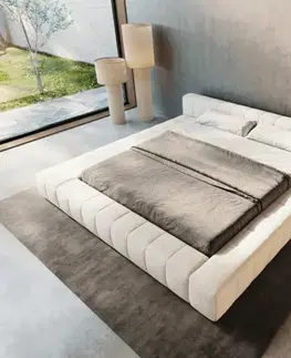 Čalúnené postele DELIFE Čalúnená posteľ Espazio 180x200 cm bouclé mäkká béžová