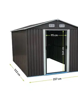 Záhradné domčeky NABBI Toolster plechový záhradný domček 312x257x202 cm sivá