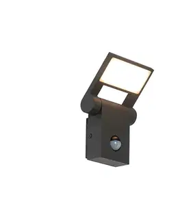 Vonkajsie svetlo so senzorom Vonkajšia nástenná lampa antracit vrátane LED IP54 s pohybovým senzorom - Zane