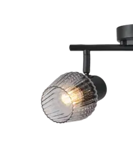 Stropná svetla MITURA lampa sufitowa czarny 2x40W E27 klosz dymiony
