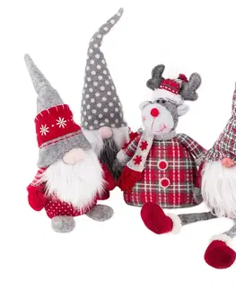 Vianočné dekorácie KONDELA Doll vianočná postavička (4 ks) červená / sivá / biela