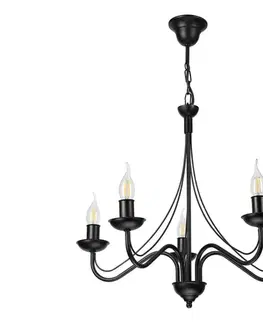 Svietidlá  Luster na reťazi ANTON 5xE14/15W/230V čierny LM-5.294/CZARNY