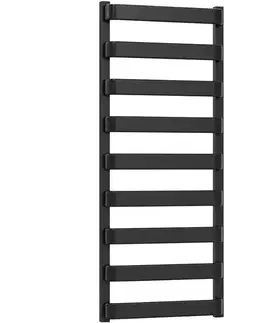 Radiátory do kúpeľne CERANO - Kúpeľňový radiátor Adriano - bočné pripojenie - 520 W - čierna matná - 1200x500 mm CER-395927