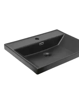 Umývadlá Nábytkové umývadlo SAT B-Way 61x46,5 cm čierne otvor pre batériu uprostred SATBW6046BKM SATBW6046BKM