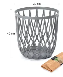 Úložné boxy NABBI IKUB35J plastový univerzálny kôš s jutovou tkaninou 35 l sivý kameň