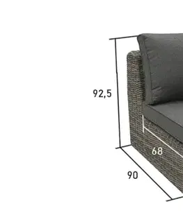 Záhradné stoličky a kreslá DEOKORK Ratanový stredový diel BORNEO LUXURY (sivá)