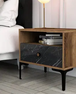 Nočné stolíky Nočný stolík Lizbon 534 - Walnut, Black