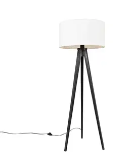 Stojace lampy Stojaca lampa trojnožka čierna s tienidlom bielym 50 cm - Tripod Classic