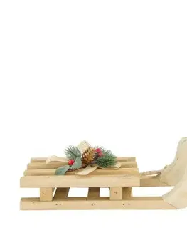Vianočné ozdoby Kinekus Ozdoba závesná sánky 28x12x5cm drevo prírodná