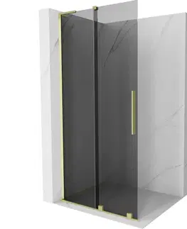 Sprchové dvere MEXEN/S - Velar L Sprchová zástena posuvná Walk-in 110 x 200, grafit 8 mm, zlato kefovaná 871-110-003-43-55