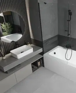 Sprchové dvere MEXEN/S - Vega obdĺžniková vaňa 180 x 80 cm s panelom + vaňová zástena 90, transparent, čierna 550118080X9509000070
