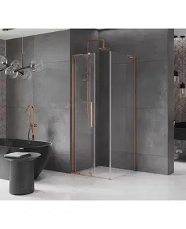 Sprchovacie kúty MEXEN/S - Velar L sprchovací kút, posuvné dvere 110 x 110, transparent, meď kartáčovaná 871-110-110-03-65
