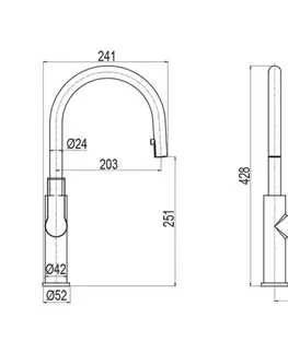 Kuchynské drezy MEREO Mereo Drezová stojánková batéria, Dita, s výsuvnou sprchou, chróm CBE20104D