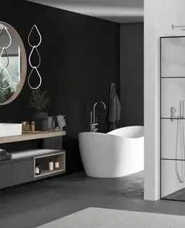 Sprchové dvere MEXEN/S - KIOTO Sprchová zástena WALK-IN 70x200 cm 8 mm, chróm, čierny vzor 1 800-070-101-01-77
