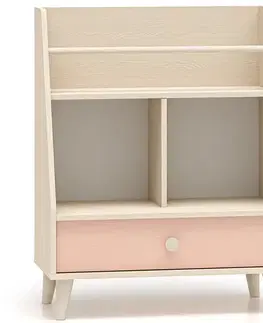 Vitríny a regály do obývačky Regál Mevel 09 Púštny piesok/Millenial Pink