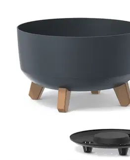 Kvetináče a truhlíky NABBI DGRL300L plastový kvetináč na nožičkách 28,5 cm antracit
