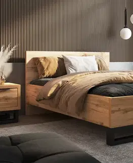 Manželské postele HELL S 30 manželská posteľ 140 cm, dub Wotan / čierna 