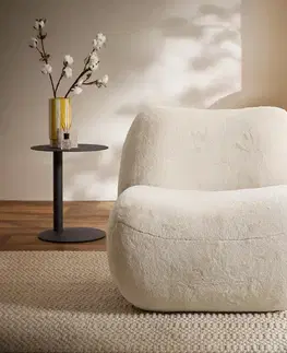 Lounge kreslá DELIFE Lounge kreslo Zena 75x85 cm plyšový manšester krémovo biela