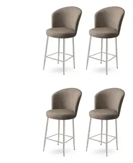 Barové stoličky Bar Stool Set (4 Pieces) Alte - Cappuccino, Chrome