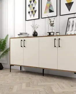 Komody Konzolový stolík Kiev - Walnut, Cream
