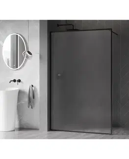 Sprchové dvere MEXEN/S - Kioto-F Sprchová zástena WALK-IN s rámom 80 x 202, dekor 8 mm, čierna 800-080-104-70-30