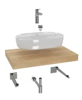 Kúpeľňový nábytok Koupelnová sestava SAT s deskou pod umyvadlo Dolce 80x8x50 cm dub halifax KSETDO1 KSETDO1