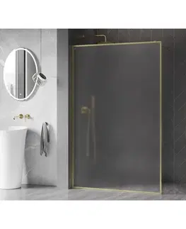 Sprchové dvere MEXEN/S - Kyoto-XF Sprchová zástena WALK-IN s rámom 50 x 202, dekor 10 mm, zlato kefovaná 800-050-104-55-30-X