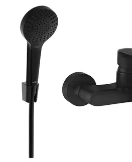 Kúpeľňové batérie MEXEN/S - R05 Royo vaňová batéria so sprchou set, čierna 7223R05-70