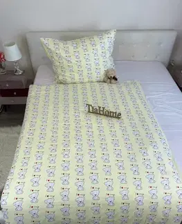 Detské obliečky Obliečky bavlnené detské Bear love TiaHome - 1x Vankúš 90x70cm, 1x Paplón 140x200cm
