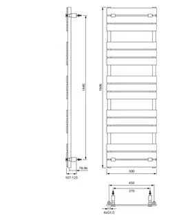 Radiátory do kúpeľne AQUALINE - BONDECO vykurovacie teleso 500x1606, čierna mat DC516B