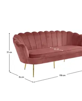 Sedacie súpravy KONDELA Noblin trojsedačka ružová (Velvet) / zlatá